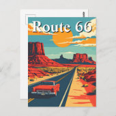 Route 66 Retro Car Vintag Americana Postkarte (Vorne/Hinten)