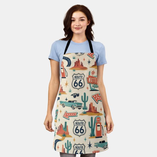 Route 66 Retro-Kochausflug Schürze (Getragen)