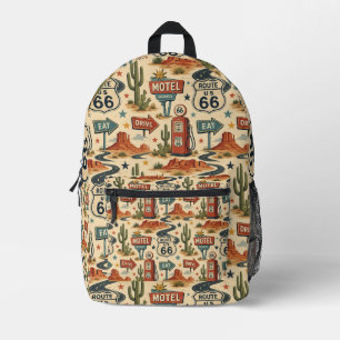 Route 66 Retro Motel Student Travel Style Bedruckter Rucksack