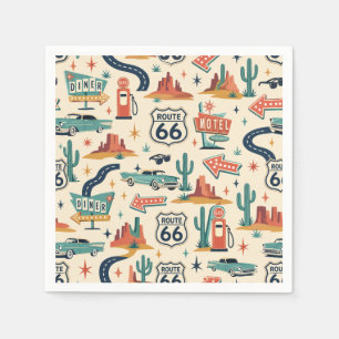 Route 66 Retro-Party-Straßenflair Serviette