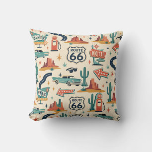 Route 66 Retro Roadside Couch Akzent Kissen