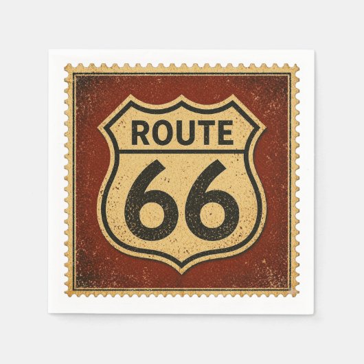 Route 66 Retro-Shield-Diner-Party-Tischstil Serviette (Vorderseite)