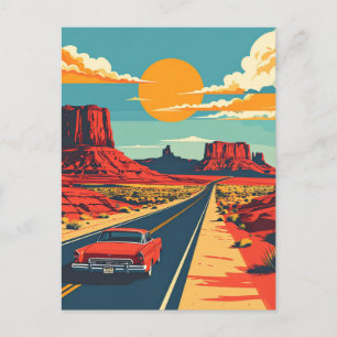 Route 66 Retro USA Vintage Americana Reise Postkarte
