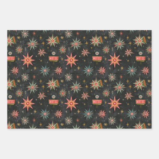 Route 66 Retro-Weihnachtsstil Geschenkpapier Set (Vorderseite)