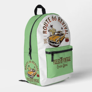 ROUTE 66 REVIVAL - BETRIEBEN DURCH VINTAGE - BEL A BEDRUCKTER RUCKSACK