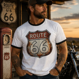 Route 66 rostiges Straßenschild T-Shirt