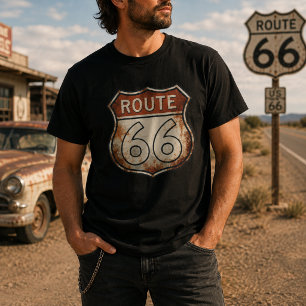Route 66 rostiges Straßenschild T-Shirt
