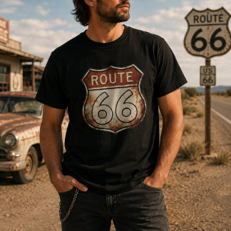 Route 66 rostiges Straßenschild T-Shirt