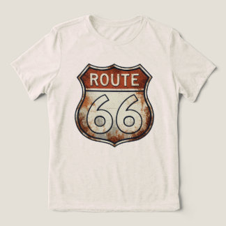 Route 66 rostiges Straßenschild Tri-Blend Shirt