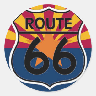 Route 66 runder aufkleber