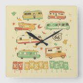 Route 66 RV Quadratische Wanduhr (Vorderseite)
