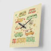 Route 66 RV Quadratische Wanduhr (Winkel)