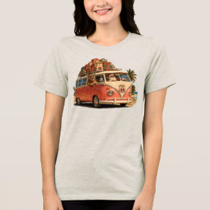 Route 66 Santa Camper Weihnachtsstraßen-Trip Tri-Blend Shirt
