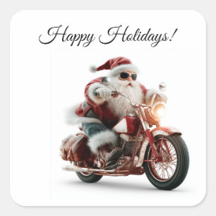Route 66 Santa Motorrad-Aufkleber Quadratischer Aufkleber