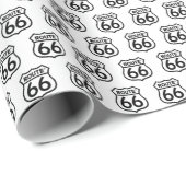 Route 66 Schild auf Weiß Geschenkpapier (Rolleneckpunkt)