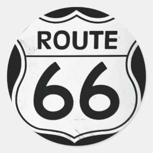 Route 66 Schild Runder Aufkleber