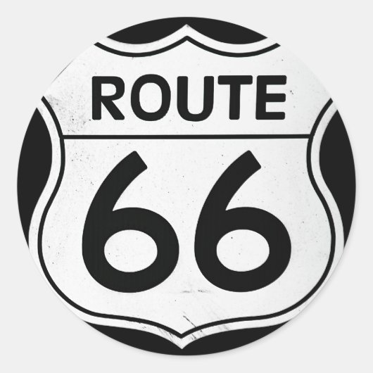 Route 66 Schild Runder Aufkleber (Vorderseite)