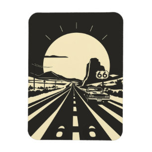 Route 66 Schwarz/Weiß Minimalistisch Classic Magnet