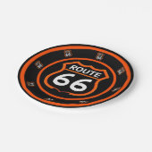 Route 66 schwarze und orange Pappteller (Schrägansicht)