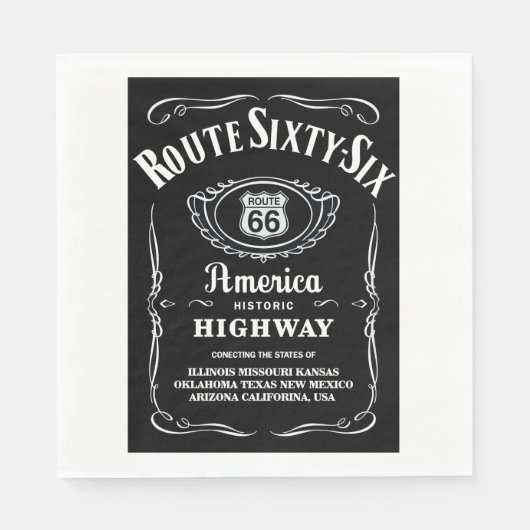 Route 66, Schwarzes Etikett Serviette (Vorderseite)