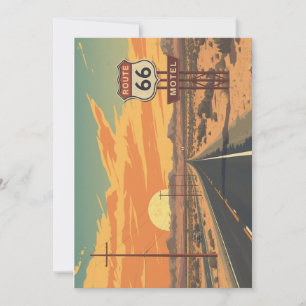 Route 66 Sonnenuntergang Vintage-Straße Reise Kuns Feiertagskarte