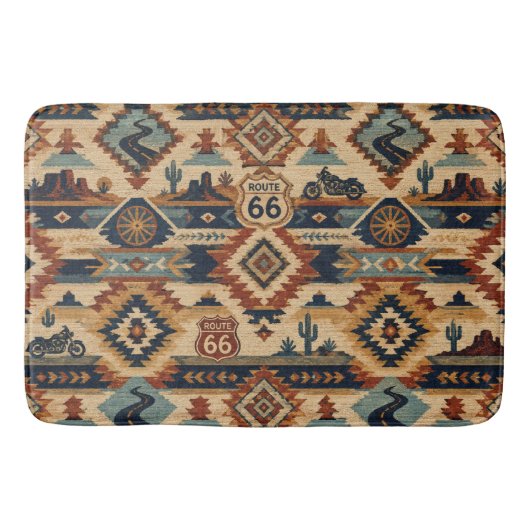 Route 66 Southwest Motorrad-Tapisserie Badematte (Vorderseite)