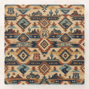Route 66 Southwest Motorrad-Tapisserie Glasuntersetzer