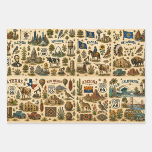 Route 66 Staaten Geschenktour Geschenkpapier Set