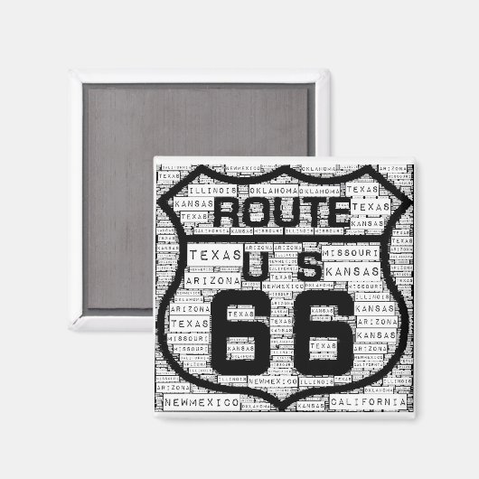 Route 66 Staaten Magnet (Vorderseite/Rückseite)