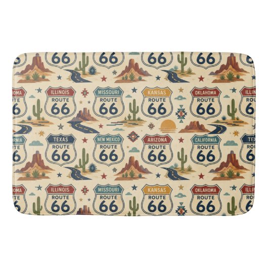 Route 66 State Shield Badezimmer-Dekor Badematte (Vorderseite)