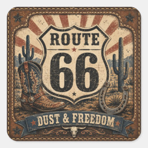 Route 66 Staub Freiheit Vintage Western Aufkleber