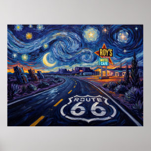 Route 66 Sternennacht Roys Motel Poster