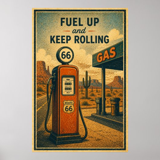 Route 66 Tanken Desert Drive Poster (Vorne)