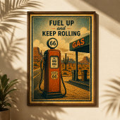 Route 66 Tanken Desert Drive Poster