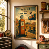 Route 66 Tanken Desert Drive Poster