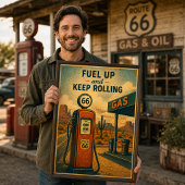 Route 66 Tanken Desert Drive Poster
