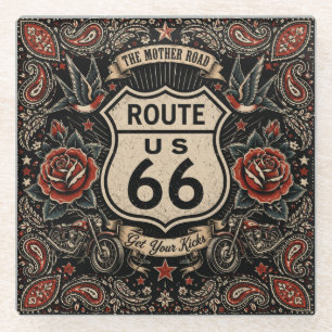 Route 66 Tattoo Bar Zimmerstil Glasuntersetzer