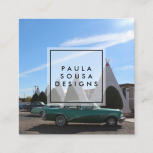 Route 66 TeePee Vintage Retro Foto Reise Tourismus Quadratische Visitenkarte
