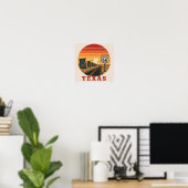 Route 66 Texas Cadillac Wüstensonnenuntergang Poster (Heimbüro)