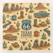 Route 66 Texas Roadhouse Coffee Break Stil Glasuntersetzer (Vorderseite)