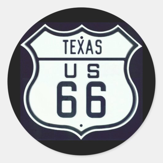 Route 66 Texas Runder Aufkleber (Vorderseite)