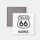 Route 66, TEXAS, Souviner Magnet (Vorderseite/Rückseite)