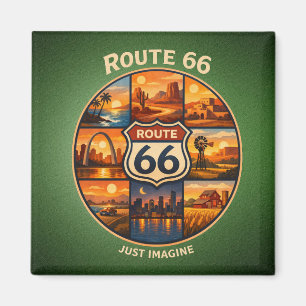 Route 66 Traumziele Sage Green Reise Szenen Magnet
