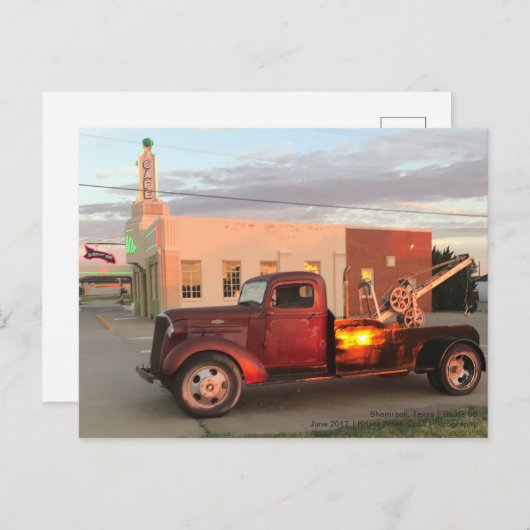 Route 66: U Drop Inn | Kleeblatt, TX Postkarte (Vorne/Hinten)