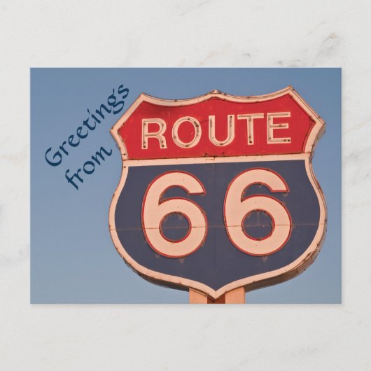 Route 66 Unterschreiben bei Sonnenuntergang Postkarte (Vorderseite)