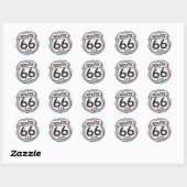 Route 66 USA Runder Aufkleber (Blatt)