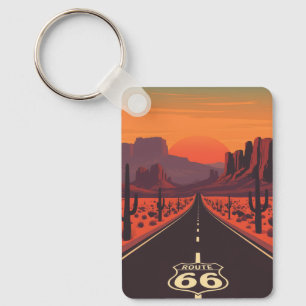 Route 66 USA Vintage Sonnenuntergang Wüste Anhänge Schlüsselanhänger