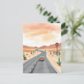 Route 66 USA Vintage Wasserfarbenreise Postkarte (Stehend Vorderseite)