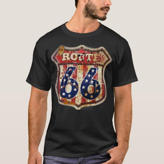 Route 66 verwittert T-Shirt (Vorderseite)