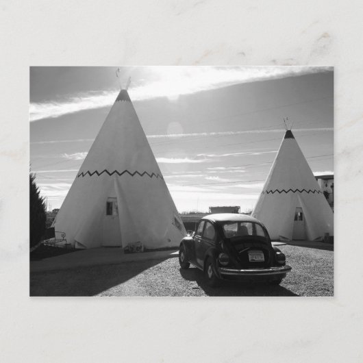 Route 66 Vintag Motel Black and White Postkarte (Vorderseite)